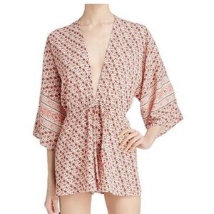floral romper swimsuit cover up coral colors size 12